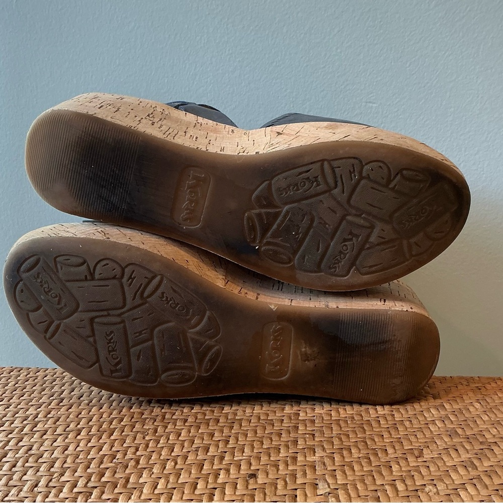 Kork-Ease Gray Leather Tone Wedge Platform Sandals 8/39 - Picture 5 of 5